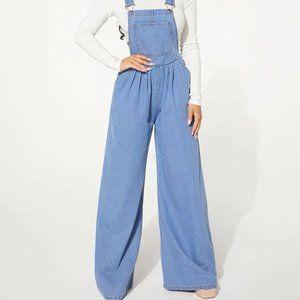 patched pocket denim overalls